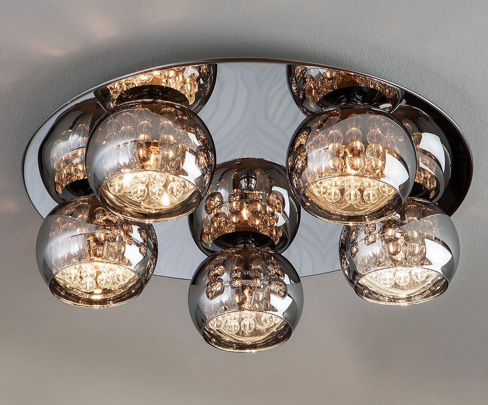 Designer Smoked Glass Round Ceiling Light