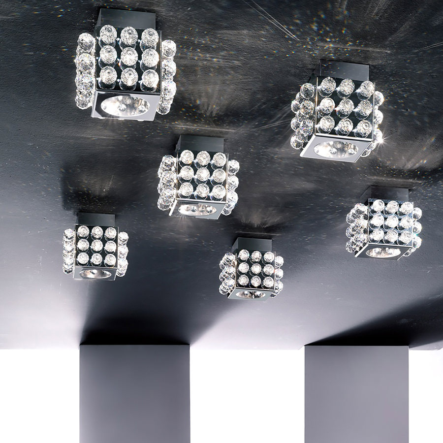 Contemporary Steel Swarovski Crystal Ceiling Light