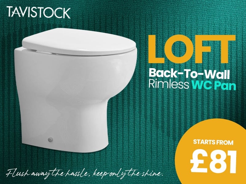 Tavistock Loft Back-To-Wall Rimless WC Pan - White